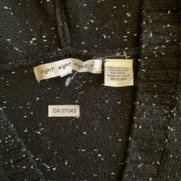 🖤✨ Anthropologie Eight Eight Eight Black Speckled Hooded Women’s Sweater L/XL - Picture 3 of 7